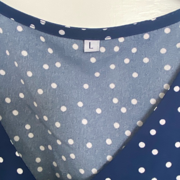 Blue polka dot tiered dress size L Amazon - Picture 3 of 3